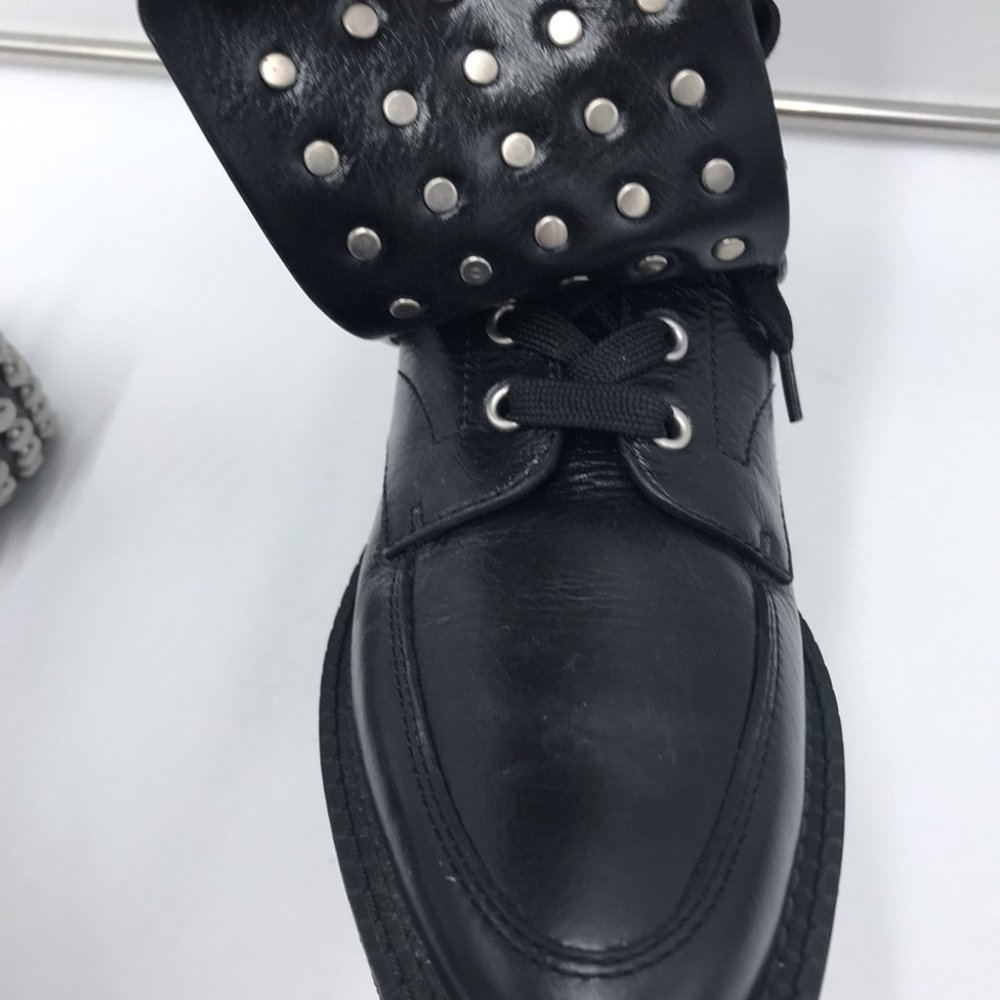 Marc by Marc Jacobs Black Leather Ankle Boots with Silver Studs - Picture 7 of 8